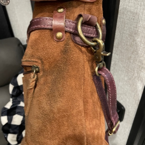 Free People Soren Bucket Bag, Brown Sienna Suede Crossbody Strap - Picture 13 of 16